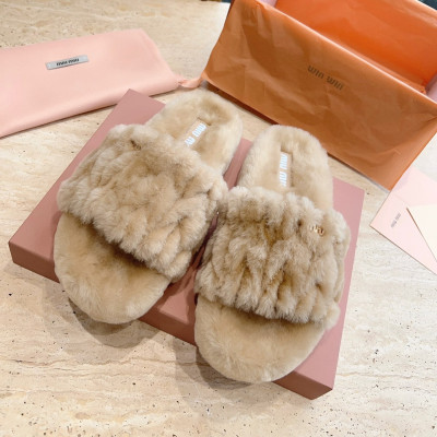 MIUMIU 24ss 신상 리얼 퍼 슬리퍼