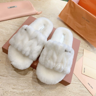 MIUMIU 24ss 신상 리얼 퍼 슬리퍼