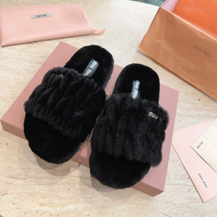 MIUMIU 24ss 신상 리얼 퍼 슬리퍼