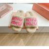 MIUMIU 24ss 로고 퍼 뮬 슬리퍼