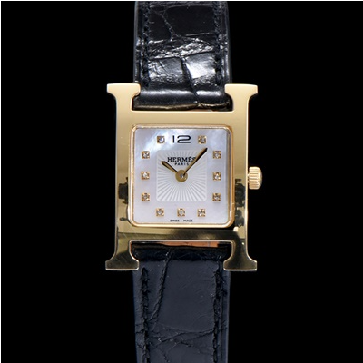 최상급 에르메스 Hermes H 아워 21MM 악어가죽스트랩