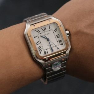 BV공장 까르띠에 산토스 스틸 로즈골드 콤비 화이트 라지 40mm / 중35mm