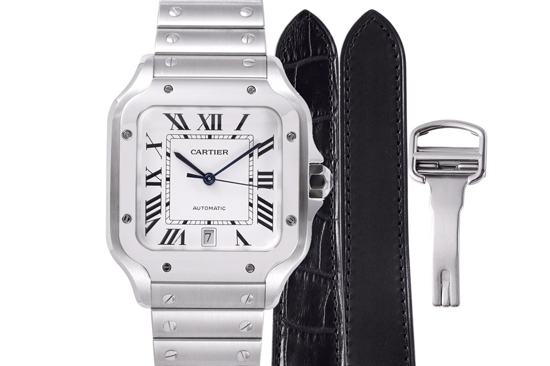 BV공장 까르띠에 산토스 스틸 옐로우골드 콤비 라지 40mm (가죽스트랩 포함)
