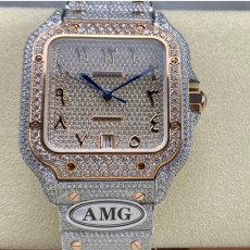 AMG공장 까르띠에 산토스 풀 다이아 몬드 40mm.