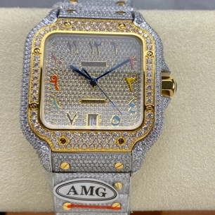 AMG공장 까르띠에 산토스 풀 다이아 몬드 40mm.