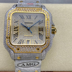 AMG공장 까르띠에 산토스 풀 다이아 몬드 40mm.