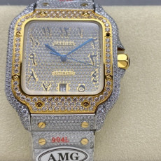 AMG공장 까르띠에 산토스 풀 다이아 몬드 40mm.