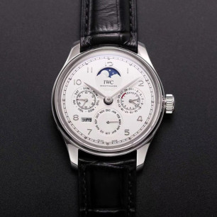 V9공장 아이더블유씨(IWC)포르투기저 애뉴얼캘린더 화이트다이얼 가죽스트랩