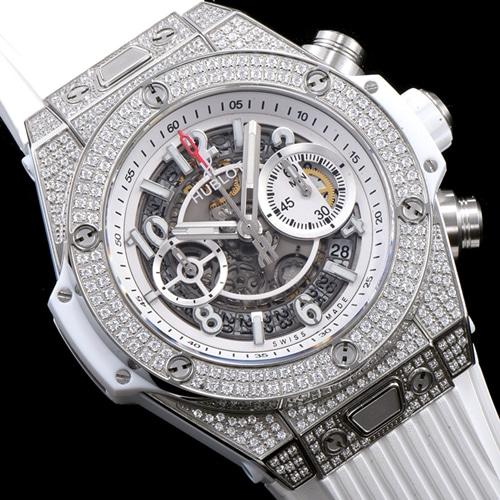 HB공장 휴블럿(HUBLOT)빅뱅 유니코 화이트세라믹 러버 다이아셋팅