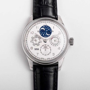 V9공장 아이더블유씨(IWC)포르투기저 애뉴얼캘린더 화이트다이얼 가죽스트랩