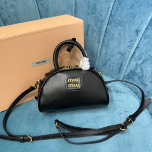 MIUMIU 가죽 탑 핸들 백 레더 토트백 5BP085