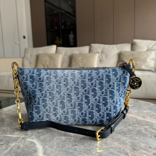 DIOR 스타 체인 호보백 오블리크 블루 S3202UDCE