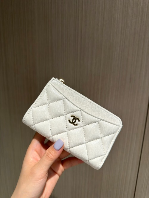 CHANEL 샤넬 CC로고 캐비어 지퍼 카드 지갑 AP3179