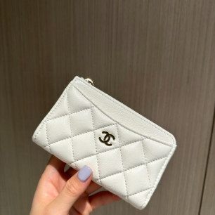CHANEL 샤넬 CC로고 캐비어 지퍼 카드 지갑 AP3179