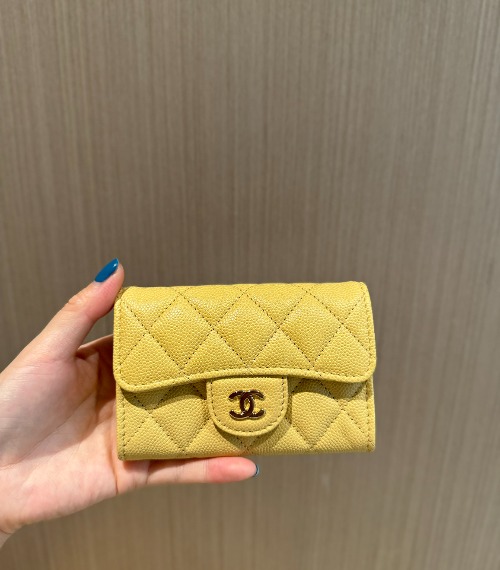 CHANEL 샤넬 클래식 똑딱이 플랩 카드 지갑 캐비어 AP0214