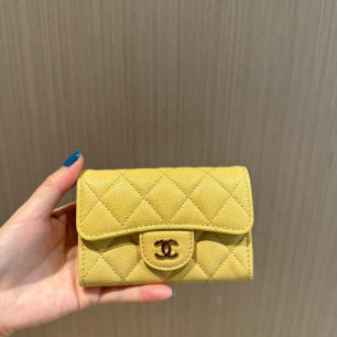 CHANEL 샤넬 클래식 똑딱이 플랩 카드 지갑 캐비어 AP0214