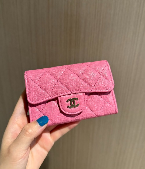 CHANEL 샤넬 클래식 똑딱이 플랩 카드 지갑 캐비어 AP0214