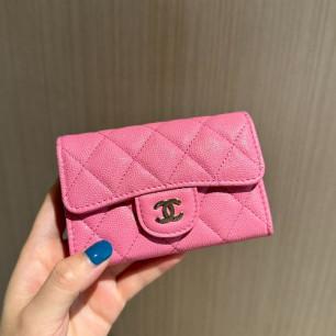 CHANEL 샤넬 클래식 똑딱이 플랩 카드 지갑 캐비어 AP0214