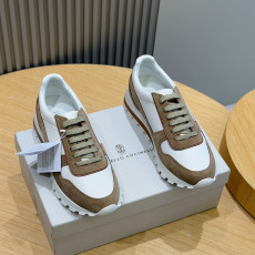 브루넬로 2025 레더 스웨이드 믹스 테니스 스니커즈
