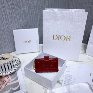 DIOR 레이디 디올 아코디언 여자 카드 홀더 지갑 S0074OVRB