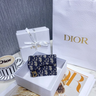 DIOR 오블리크 새들 블룸 플랩 여자 카드 홀더 지갑 S5610