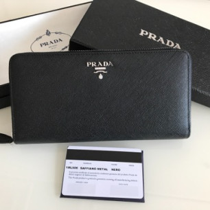 Prada 지퍼 어라운드 컴파트먼트 라지 지갑 1ML506