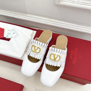 발렌티노 25SS V Logo 프린지 뮬