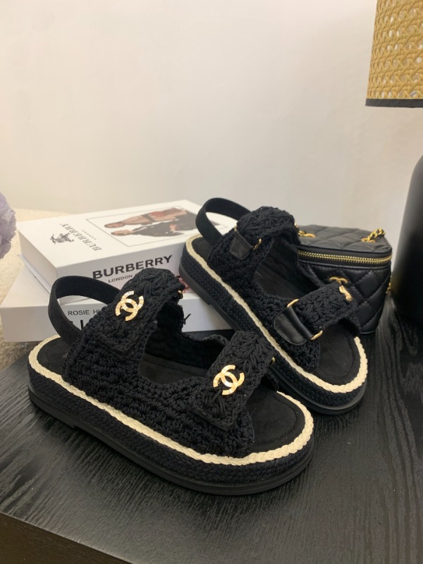 샤넬 25SS 신상 니트 벨크로 샌들