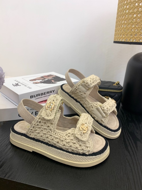 샤넬 25SS 신상 니트 벨크로 샌들