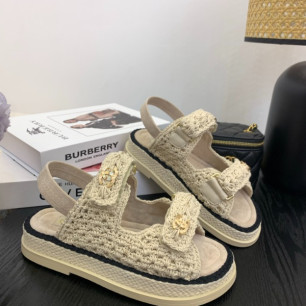 샤넬 25SS 신상 니트 벨크로 샌들
