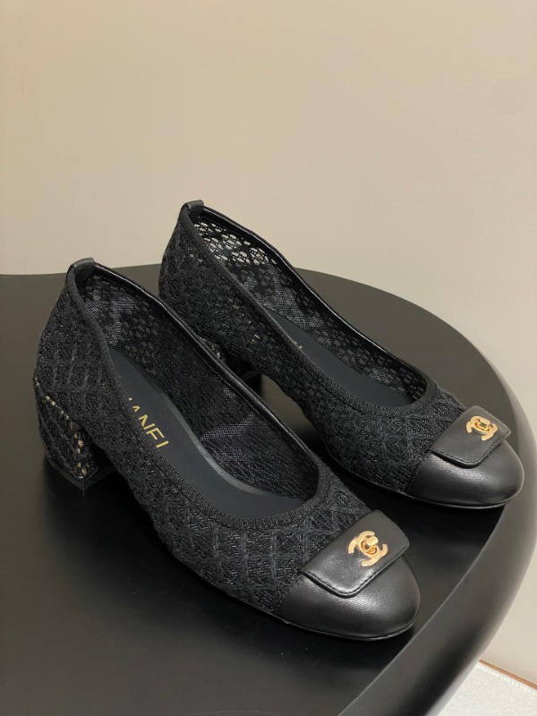 샤넬 25A 초가을 신상 더블C 버클 레이스 메쉬 청키힐