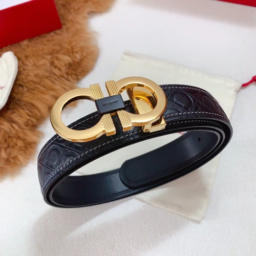 Ferragamo 페라가모 로고 스티치 레더 벨트