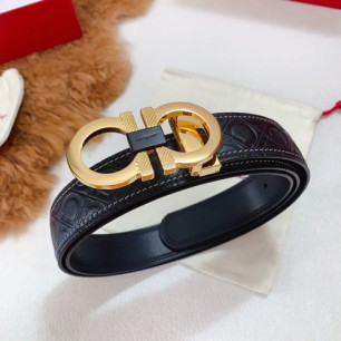 Ferragamo 페라가모 로고 스티치 레더 벨트