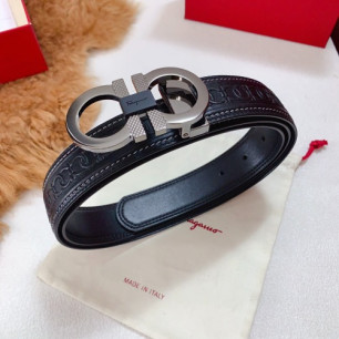 Ferragamo 페라가모 로고 스티치 레더 벨트