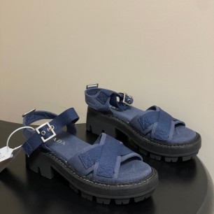 프라다 26 봄 여름 신상 크로스 캔버스 샌들 5.5cm