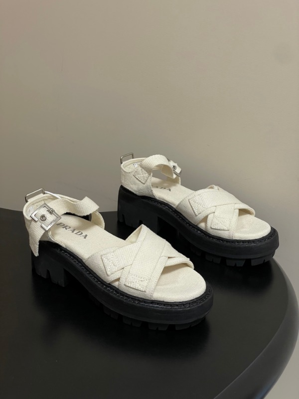 프라다 26 봄 여름 신상 크로스 캔버스 샌들 5.5cm