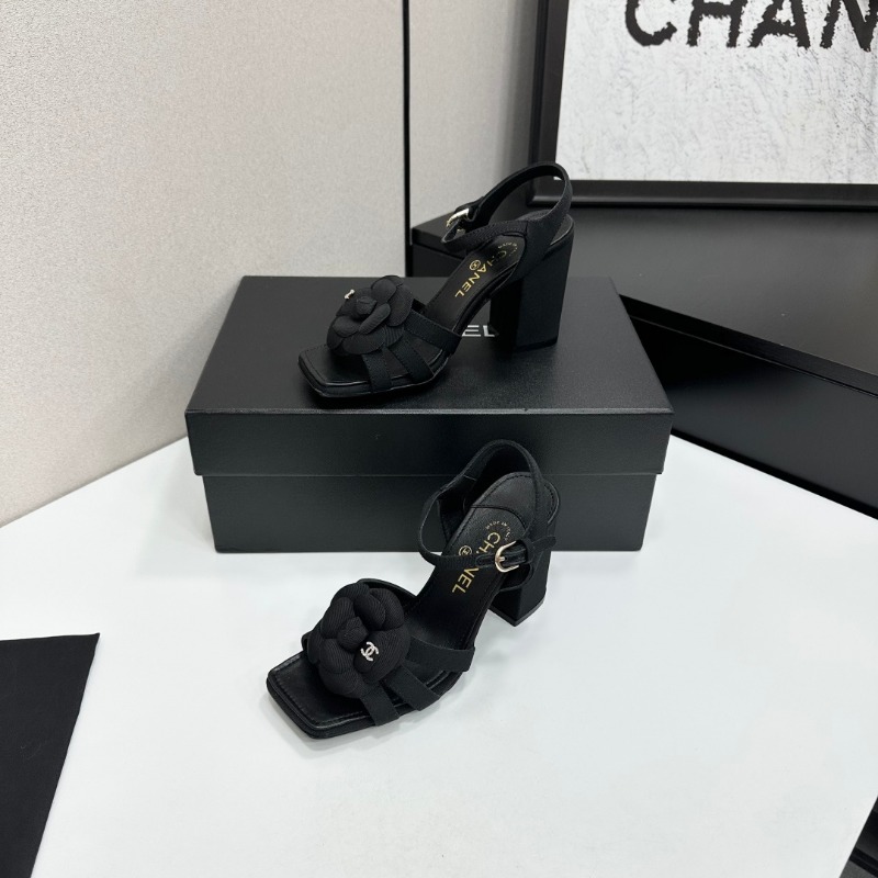샤넬 26 신상 스퀘어 토 까멜리아 힐 샌들