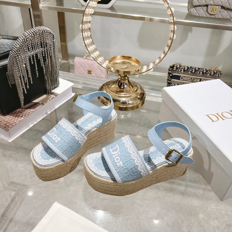 디올 Dentelle 웨지 샌들 9.5cm