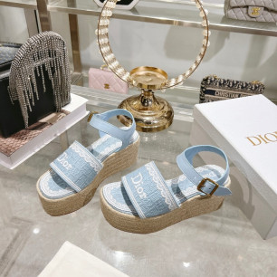 디올 Dentelle 웨지 샌들 9.5cm