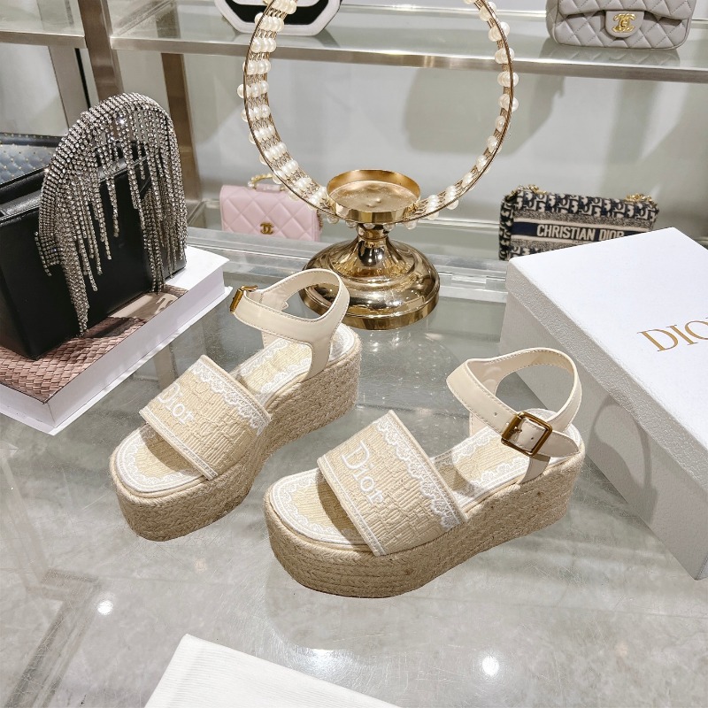 디올 Dentelle 웨지 샌들 9.5cm