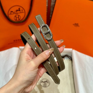 HERMES 에르메스 Maillon H 벨트 버클 리버서블 가죽 스트랩 벨트 13mm