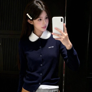 미우미우 2026 카라 캐시미어 가디건