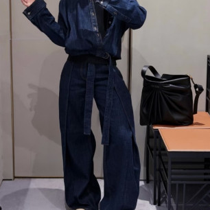 로에베 신상 벨트 와이드 데님 팬츠