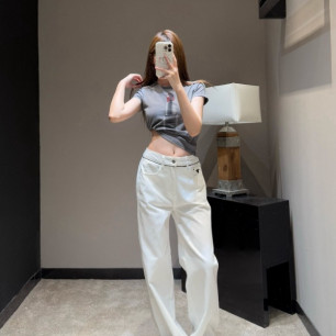 디올 26 화이트 와이드 데님 팬츠