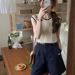 셀린느 26 자수 린넨 5부 팬츠