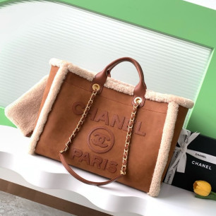 샤넬 쇼 라인 시어링 토트백 38cm