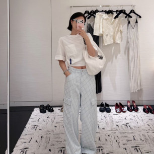 샤넬 26 신상 퀼팅 데님 카고 팬츠