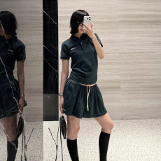 미우미우 26 레터링 자수 카라반팔&스커트 셋