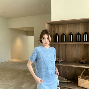 디올 26 블루 니트 반팔