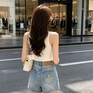 생로랑 26 신상 워싱 데님 숏 팬츠